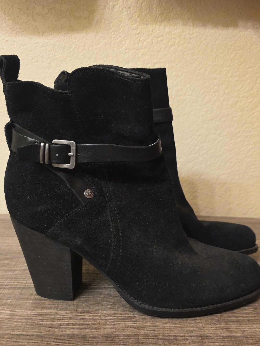 Ivanka Trump Black Suede Ankle Booties with Buckle Strap Size 10